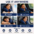 Billebon Gel Infused Memory Foam Neck Pillow, Travel Pillow with Adjustable Velcro Straps, for Travelling & Flight Travel, Ergonomic Support for Comfort