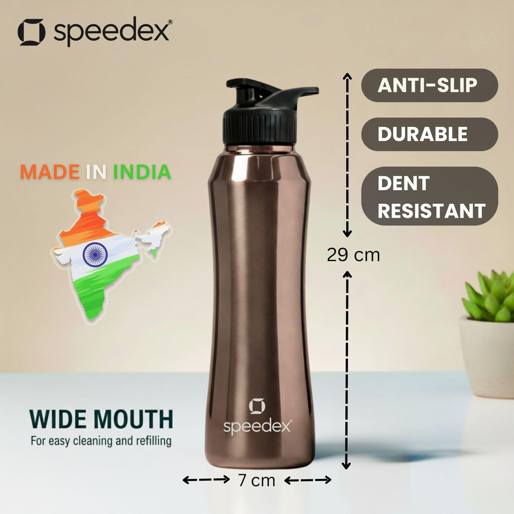 Speedex Stainless Steel Water Bottle 1 Ltr, Leak Proof Sipper Cap, BIS Approved 1000 ml Metal Bottle For Daily, Office, School, Gym, Travel Use for Men, Women, Kids, Adults, Copper Gold, Set of 4