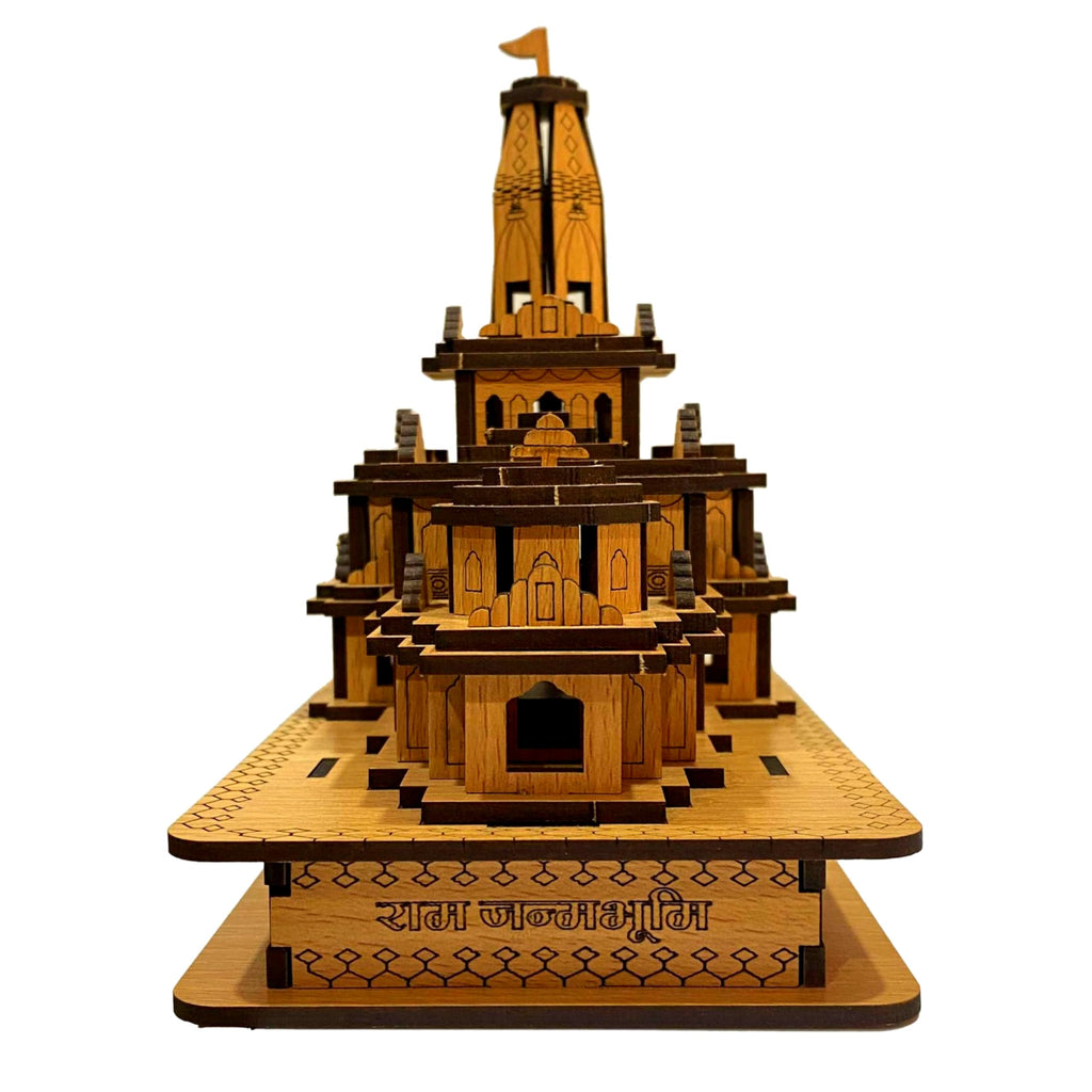 EXPLEASIA Ram mandir Ayodhya 3D Wood Temple Model for Home Office and Shops Decoration