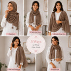 Women’s Chiffon Scarf Soft Lightweight Premium Stoles for Girls & Women | Stylish Modest Wear Dupatta for Daily & Party Use (Light_Brown)