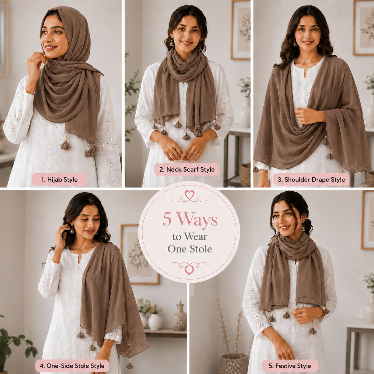 Women’s Chiffon Scarf Soft Lightweight Premium Stoles for Girls & Women | Stylish Modest Wear Dupatta for Daily & Party Use (Light_Brown)