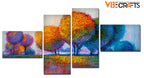 VIBECRAFTS Beautiful Colorful Trees 4 Pieces Canvas Wall Painting Fitted With Wooden Frame For Home | Office | Living Room | Gifts (PTVC4Pcs3_15504)