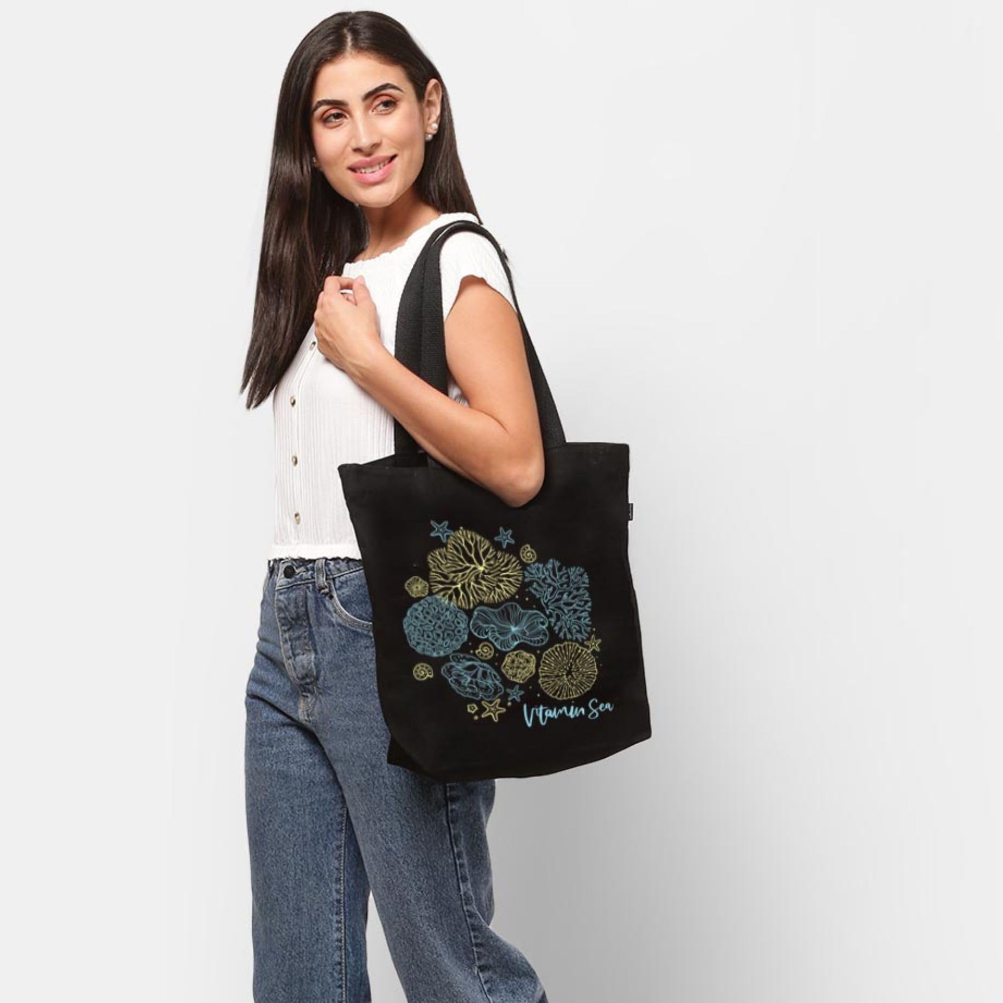 Eco Right Large Canvas Tote Bag for Women, Zipper Handbags for Women Inner Pocket for Shopping, Office & Daily Use(Pack of 2)