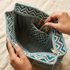 LOOMARTE Quilted Cotton Printed Tote Bag for Women & Girls (Teal)