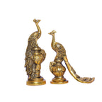 Kridaykraft Peacock Metal Statue,Lovers Peacock Couple Pair Showpiece Statue For Home,Office Decor, Romantic Gift To Boyfriend,Girlfriend,Animal Figurines - 2.76X6.69 Inch, Gold