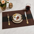 OXSAM Placemats, Heat Insulation Non-Slip Vinyl mats, Stain-Resistant Tablemats for Home and café Dining Table Décor (Brown & Black, Pack of 4) Kafalo