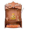 Wooden Temple for Home – Wall Mounted Pooja Mandir | Decorative Prayer Shelf with Storage | Engineered MDF Wood | Compact 9x8.5x14 Inch (Style -4)
