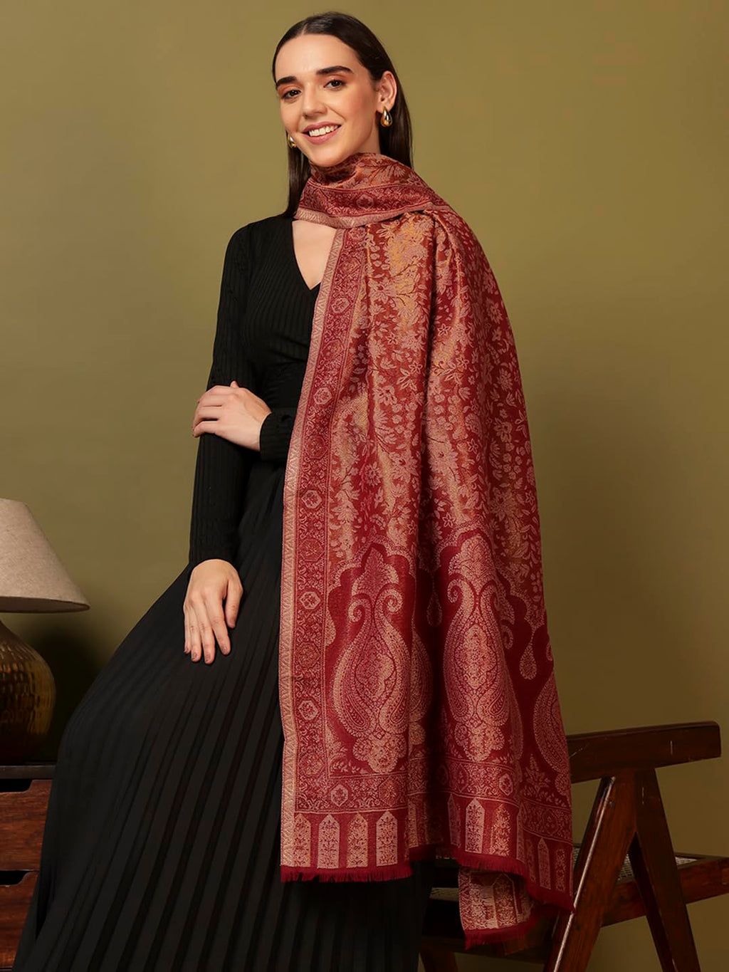 Pashmoda Women Hunar Zari Kaani Fine Wool Shawl (Size: 40x80in, 101x203cm) ZSS08