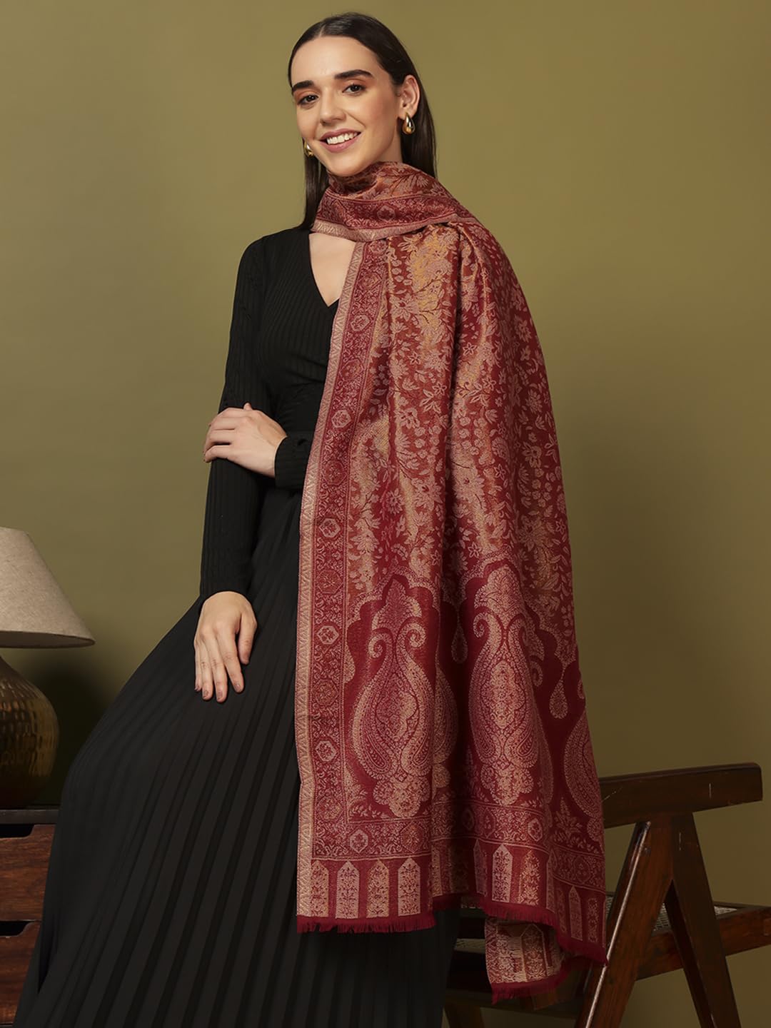 Pashmoda Women Hunar Zari Kaani Fine Wool Shawl (Size: 40x80in, 101x203cm) ZSS08