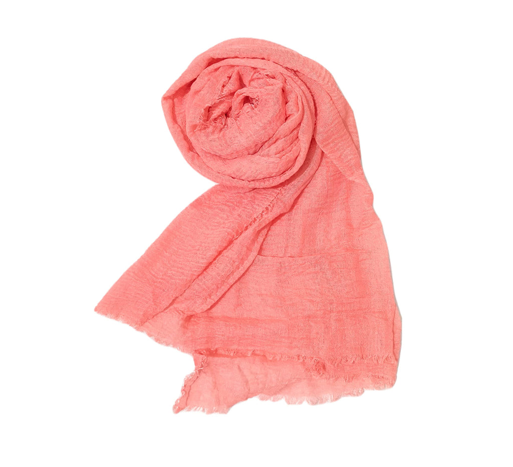 Iba & Isba Women's Plain Crinkled Scarves, Stoles, Hijab (76 x 36 inch) (Peach1)