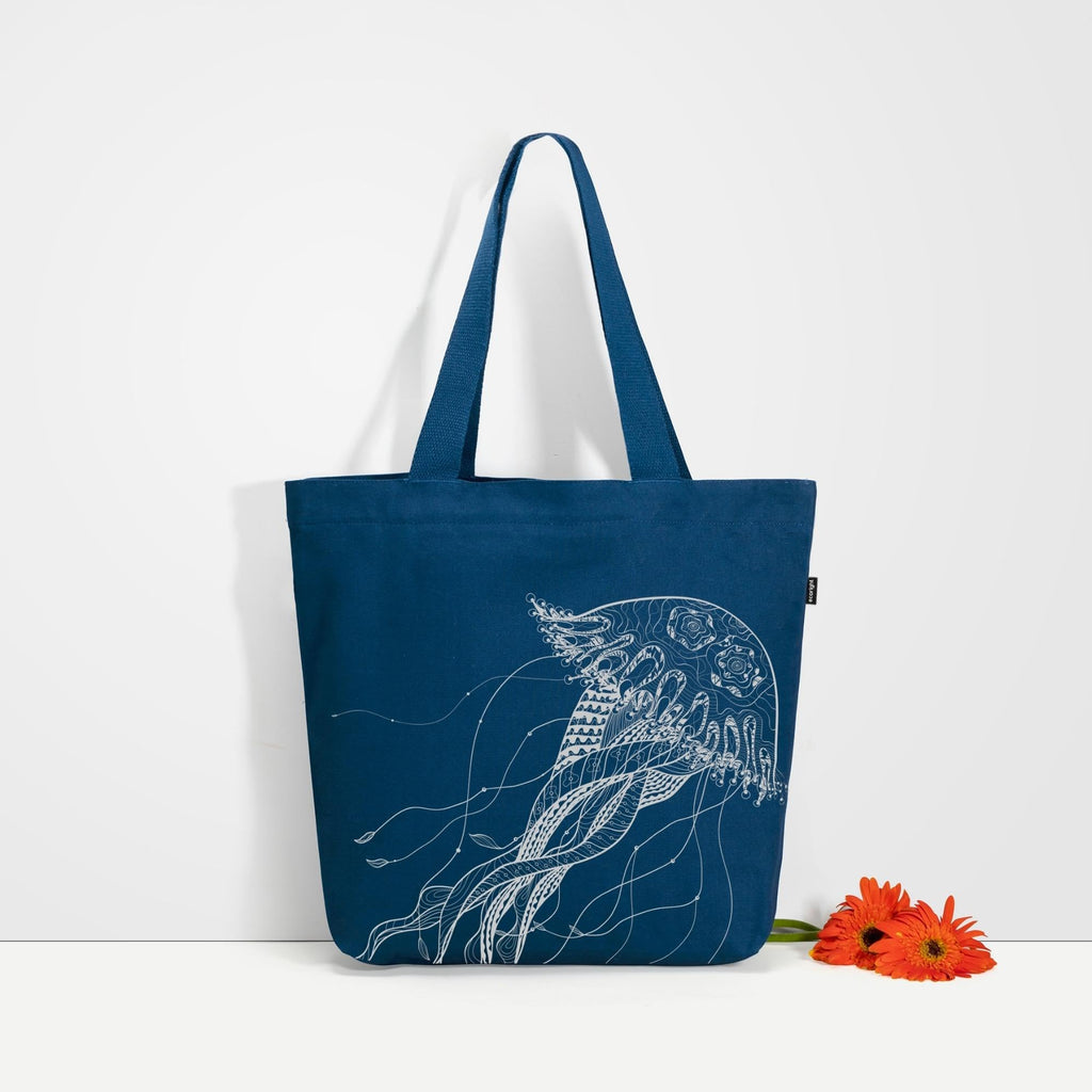 Eco Right Large Canvas Tote Bag for Women, Zipper Handbags for Women Inner Pocket for Shopping, Office & Daily Use (Pack of 2)