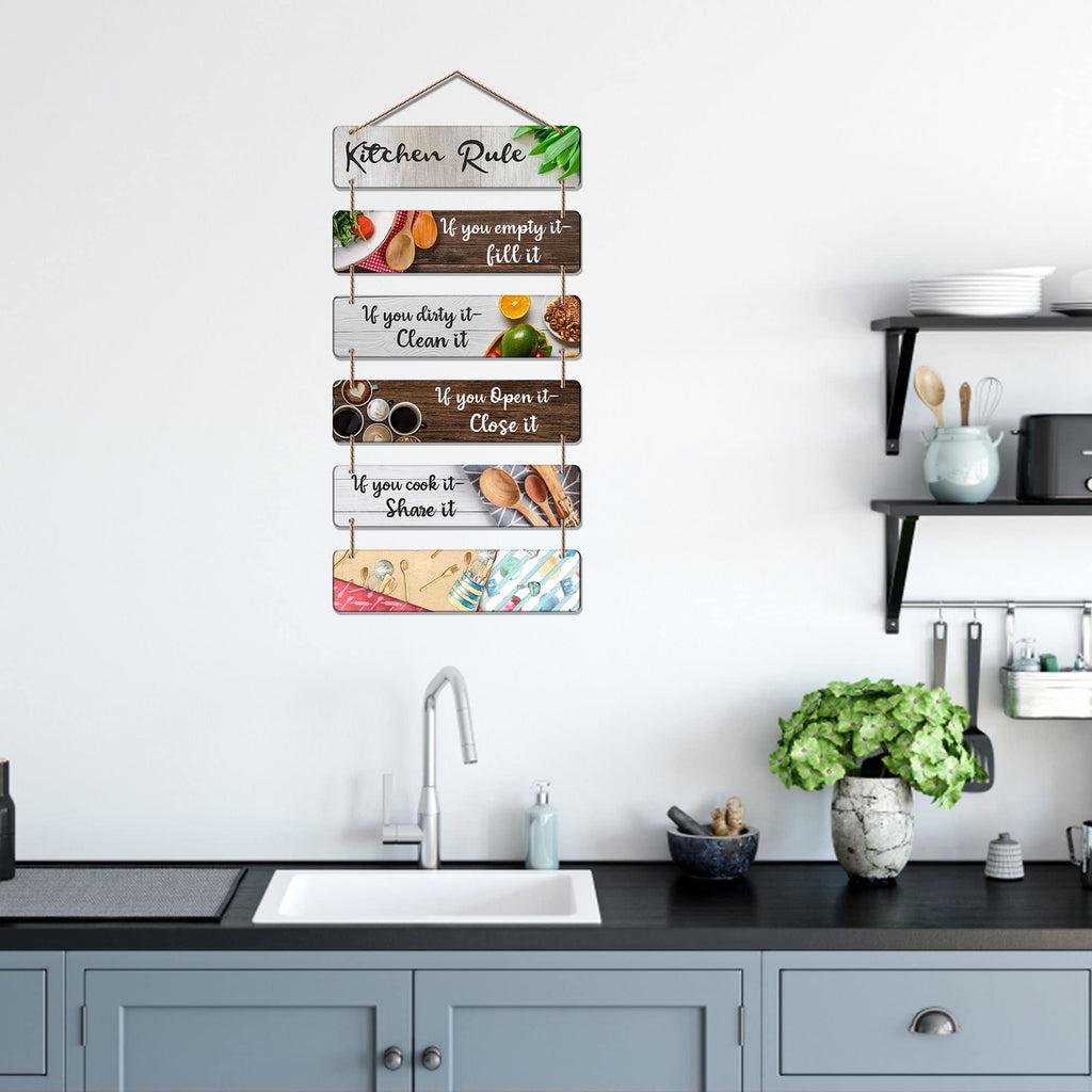 Artvibes Kitchen Rules Printed MDF Wooden Wall Hanging For Cafe | Kitchen | Restaurants | Quotes Decor Item | Kitchen Quotes Wall Hanging | Wall Poster | Modern Artwork | Gift Items (WH_3265N)