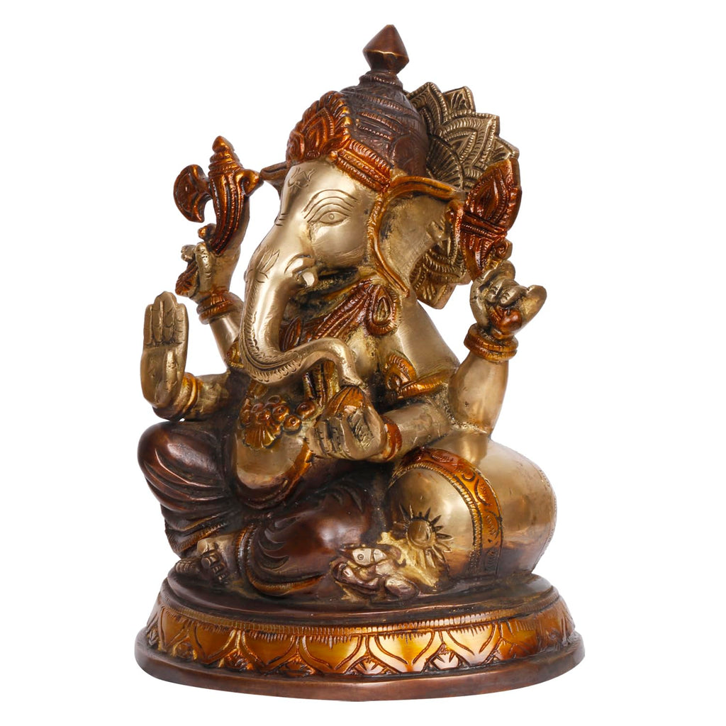 SVARUP Brass Ganesha Idol for Home Decoration Ganpati Statue Murti for Gift Height 9 Iinch.