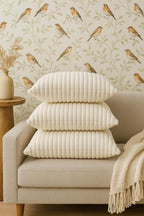 AWARD VELVETS Premium Faux Rabbit Fur Plush Luxury Soft Fluffy Striped Decorative Throw Pillow/Cushion Covers for Sofa, Couch, Living Room - (Off-White, 24 x 24 inch) Set of 1
