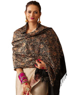 Pashmoda Women Shaguft Wool Blend Nalki Embroidered Stole, Shawl and Wrap, Luxury Pashmina Evening Wrap (Size: 71X203 CM)