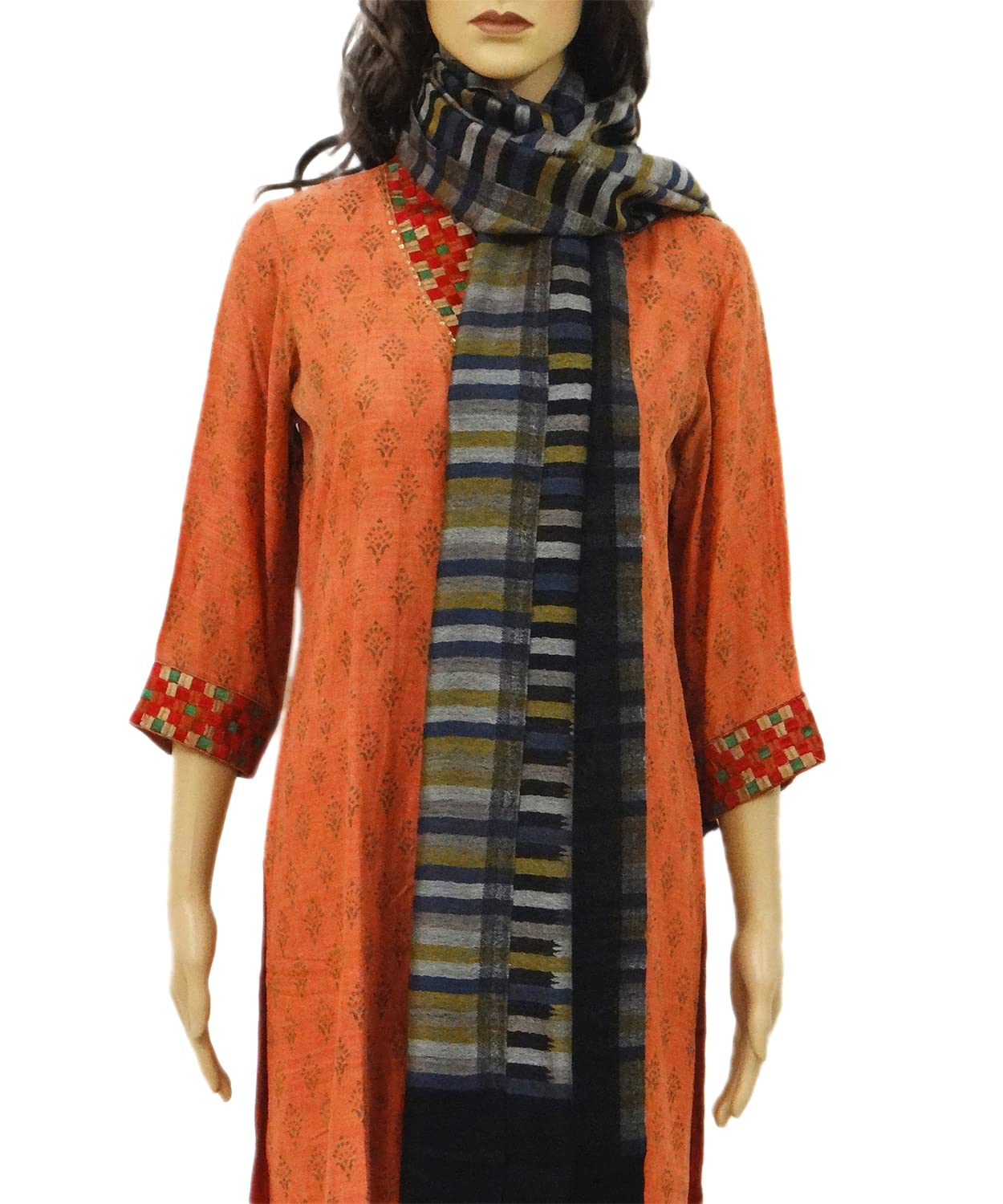ONE ECHELON Cashmere Scarf Stole for Women Men | Large Wrap Shawl in Two-Toned Reversible Block Stripes (Black)