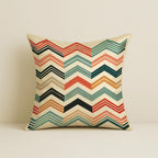 STITCHNEST Printed Satin Cushion Covers Colorful Parrot with Botanical & Geometric Chevron Design, 16x16 Inch, Pack of 2 for Artistic, Playful & Boho Home Styling