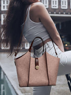 EXOTIC® Metropolitan Elegance Signature Canvas Tote top Handle Handbag | For Office | For Work | Laptop Bag | Gift Bag (Soft Brown)