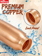 viDixn 100% Pure Copper Water Bottle 950ml – Ayurvedic Leak-Proof Copper Bottle for Drinking Water – Handcrafted Mandala Design – BPA-Free & Eco-Friendly – Improves Immunity & Digestion (Copper_Plain)