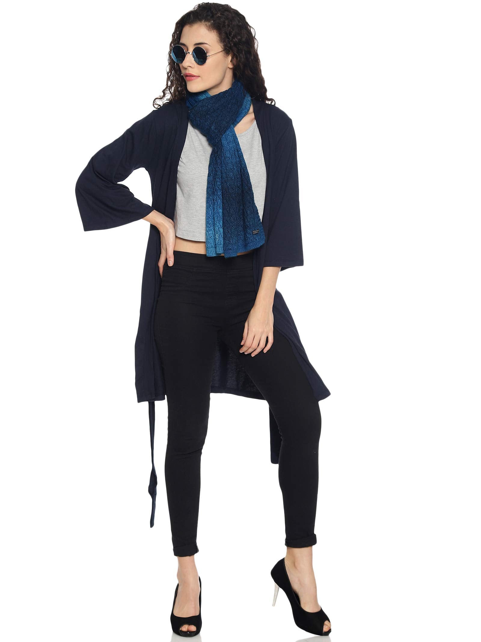 513 Women's Acrylic Woolen Tie & die Casual Warm Winter Wear Muffler Scarf Stole