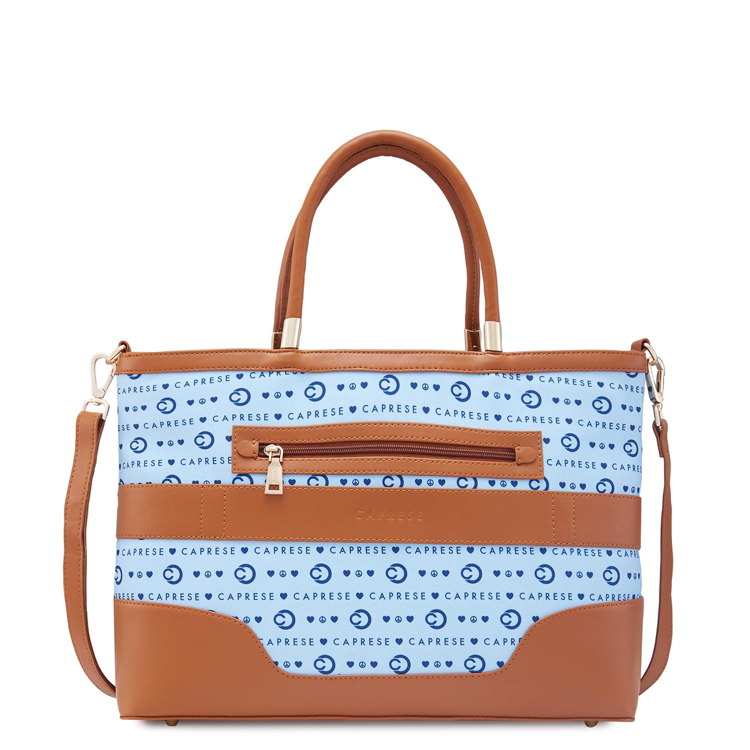 Caprese Peace Tote Bag, Large | Stylish Handbag for Women with Laptop Compartment | Spacious, Versatile Office & Daily Essentials Tote | Detachable Sling Strap, Multiple Organizational Pockets (Blue)