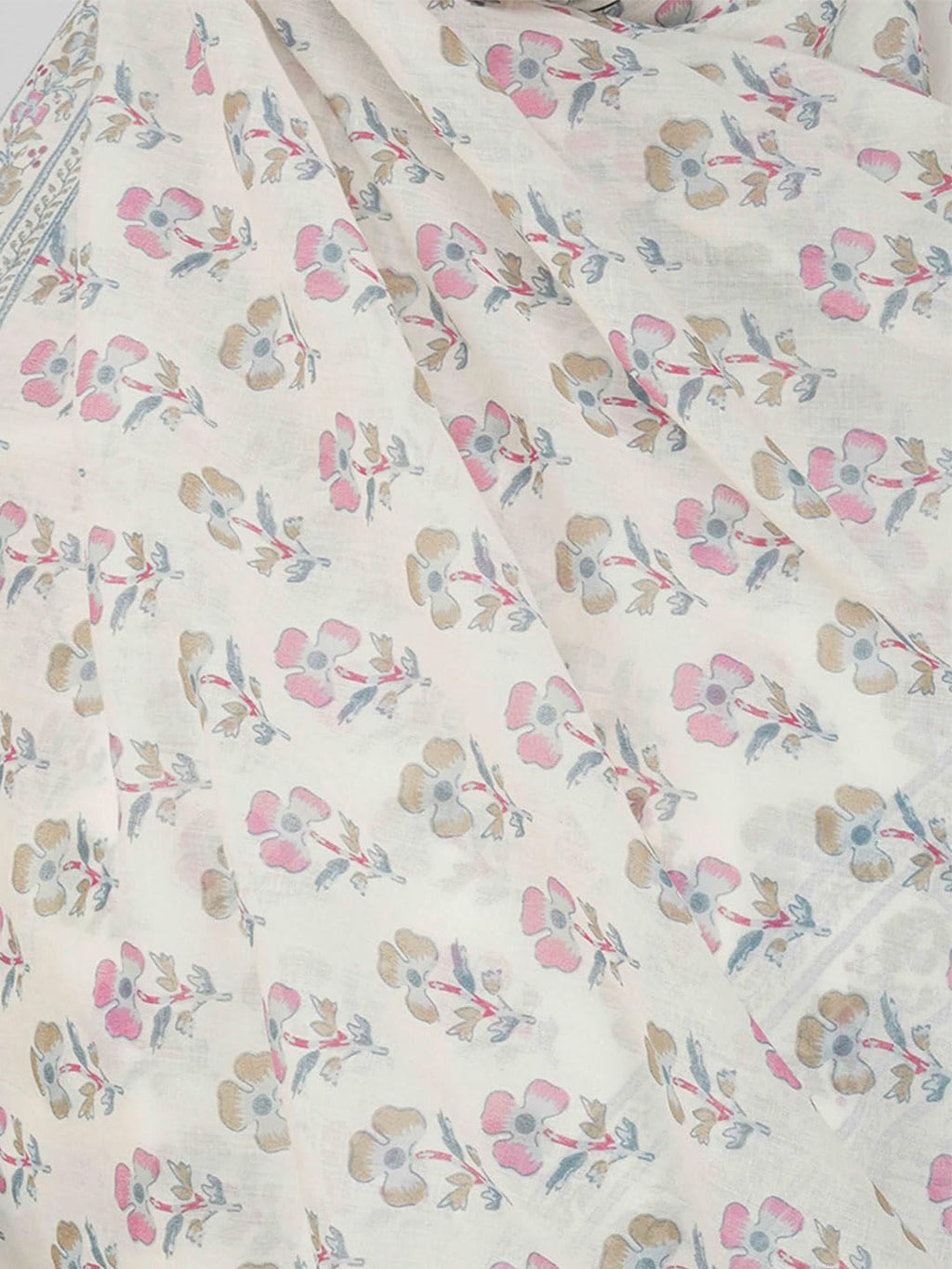 ANAApparels ANA Haniya Sky Blue Periwinkle Floral Dupatta | 86 x 43 Inches – Premium Mulmul Cotton | Lace Border | Lightweight, Soft & Breathable