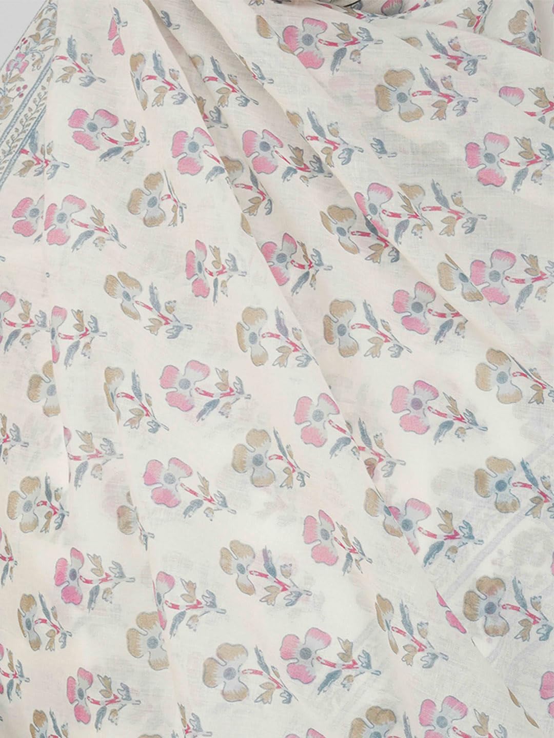 ANAApparels ANA Haniya Sky Blue Periwinkle Floral Dupatta | 86 x 43 Inches – Premium Mulmul Cotton | Lace Border | Lightweight, Soft & Breathable