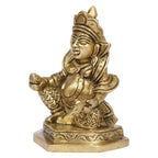 ARTVARKO™ Brass Lord of Treasure Wealth Maharaj Kuber Murti Statue for Tijori Locker Money Safe Kubera Idol for Maha Dosh Nivaran Prosperity Home Décor (6.5x5x9.5 cm)