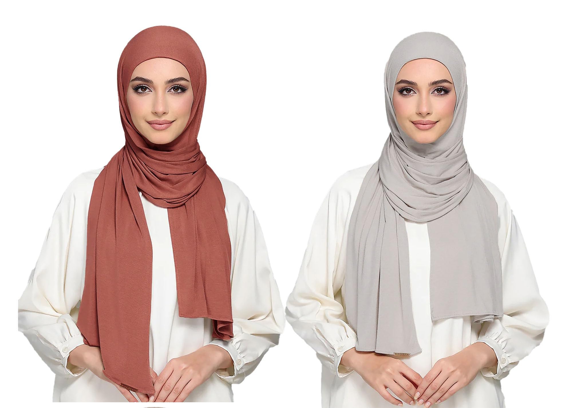ICW Women's UV Protection Light Weight Jersey Cotton Summer Scarf Stoles Shawl head scarves for girls Dn03 (Pack of 2) (COLOUR 1)