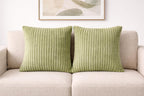 AWARD VELVETS Premium Faux Rabbit Fur Plush Luxury Soft Fluffy Striped Decorative Throw Pillow/Cushion Covers for Sofa, Couch, Living Room - (Olive Green, 24 x 24 inch) Set of 2