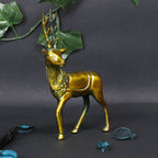 ARTVARKO Brass Deer Statue for Home Office Decor and Gift Showpiece Vastu Feng Shui Decorative (Greenish Gold 7 Inch)