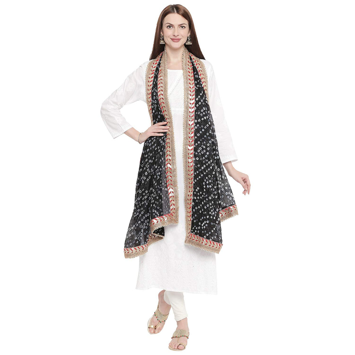Dupatta Bazaar Women's Dupatta (DB1791_Black_Free Size)