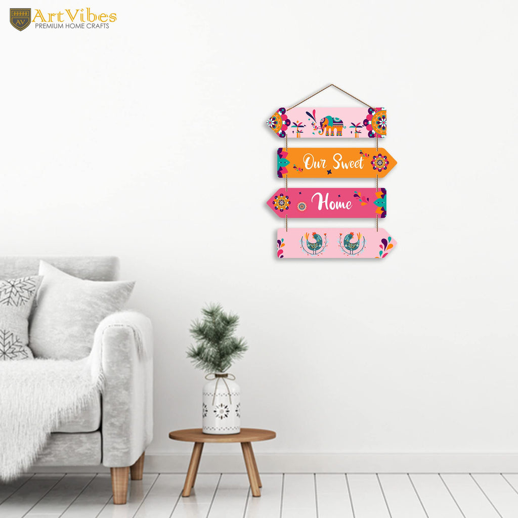 Artvibes Our Sweet Home Decorative Wall Art MDF Wooden Wall Hanger for Living Room | Printed Wall Decoration | Modern Decor Items | Wall Poster | Artworks Hangings | Unique Gift (WH_4417N)