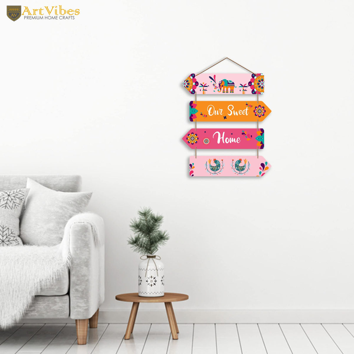 Artvibes Our Sweet Home Decorative Wall Art MDF Wooden Wall Hanger for Living Room | Printed Wall Decoration | Modern Decor Items | Wall Poster | Artworks Hangings | Unique Gift (WH_4417N)