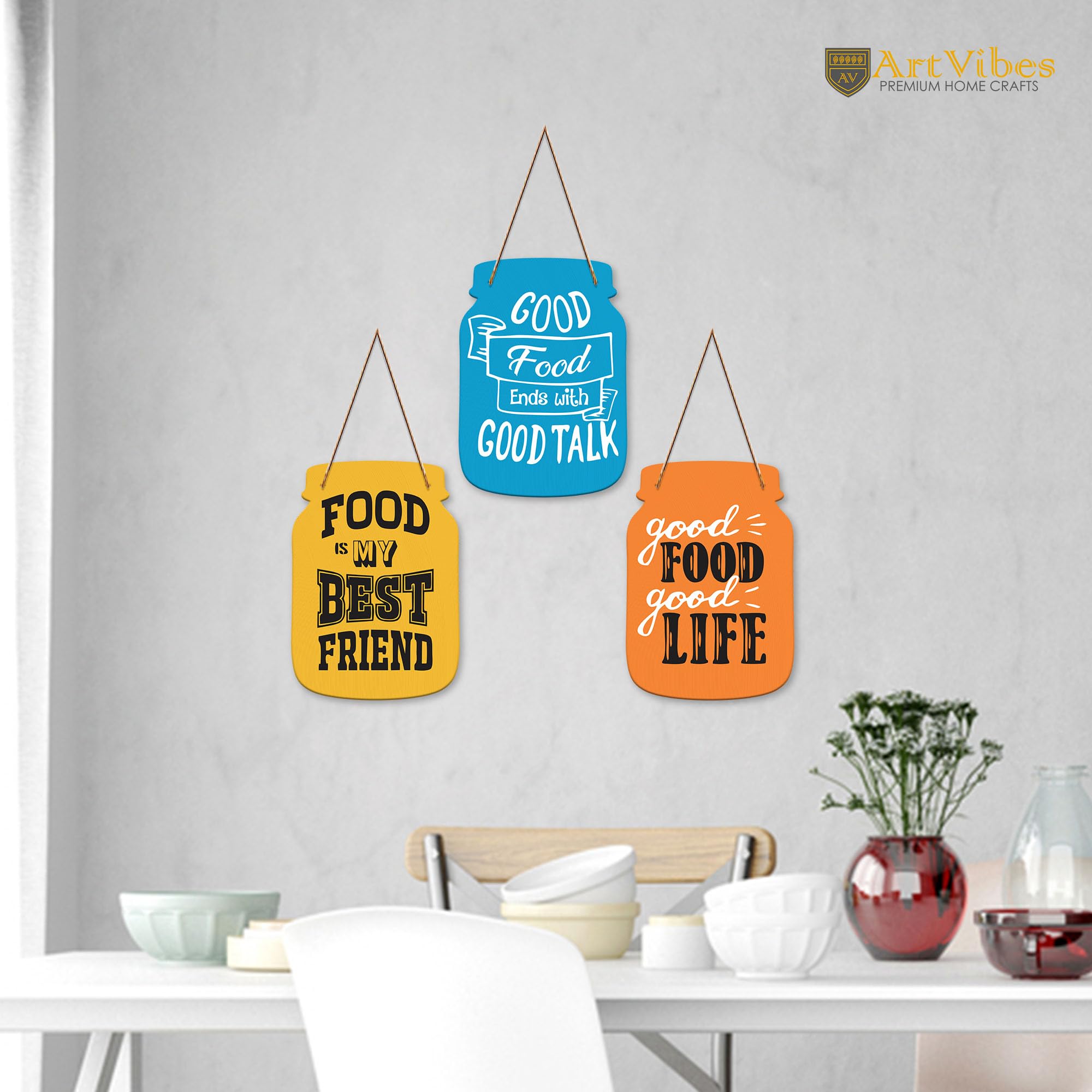 Artvibes Good Food Good Life Quote Decorative Wall Hanging Decoration item for Kitchen | Home Decor | House Warming Gifts | Kitchen Quotes Decor Item | Wall Decoration (WH_8924N)