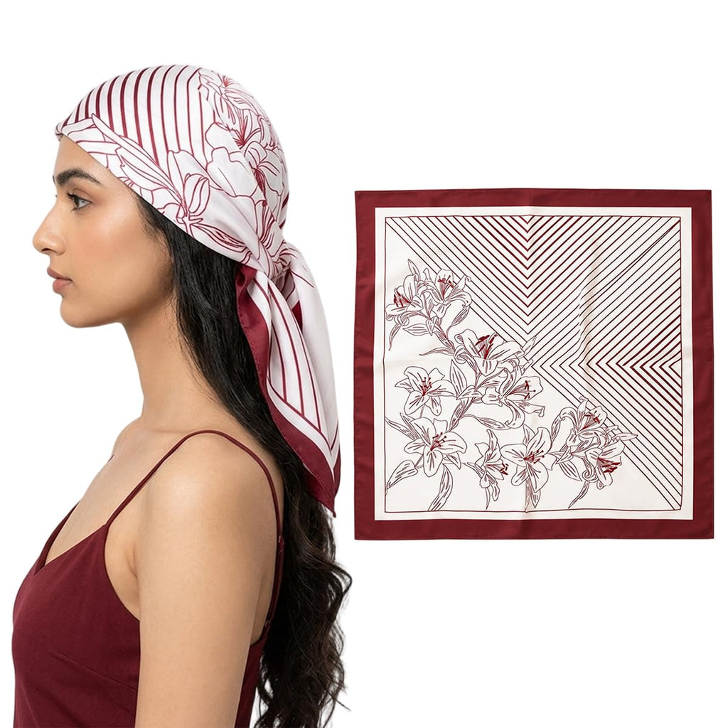 SANNIDHI® Silk Satin Square Scarf Lightweight Neck Hair Accessory