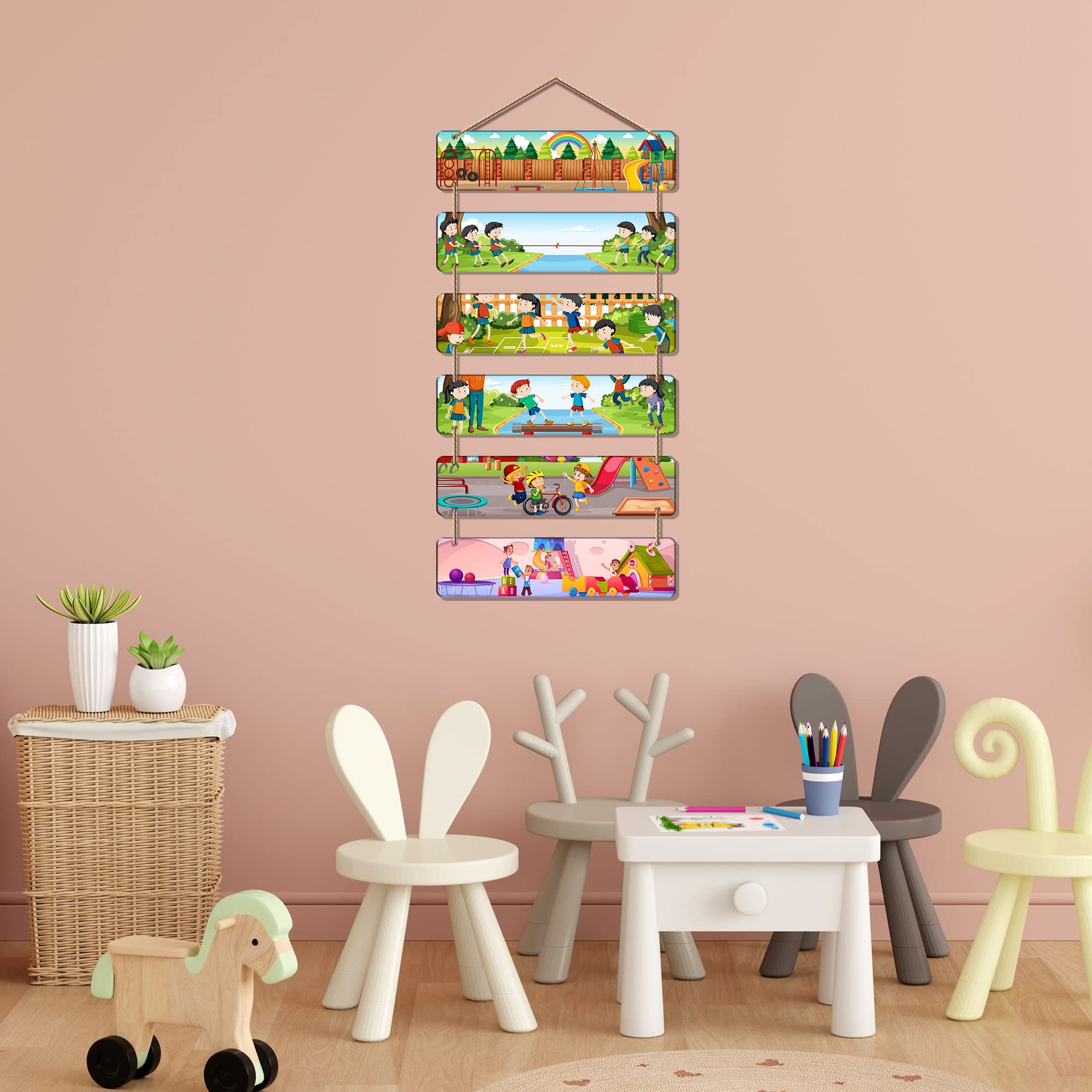Artvibes Decorative Wall Hanging Wooden Art Decoration item for Living Room | Bedroom | Home Decor | Gifts | Quotes Decor Item | Wall Art For Hall | Mdf Wall Decoration, Set of 6 (WH_3298NR)