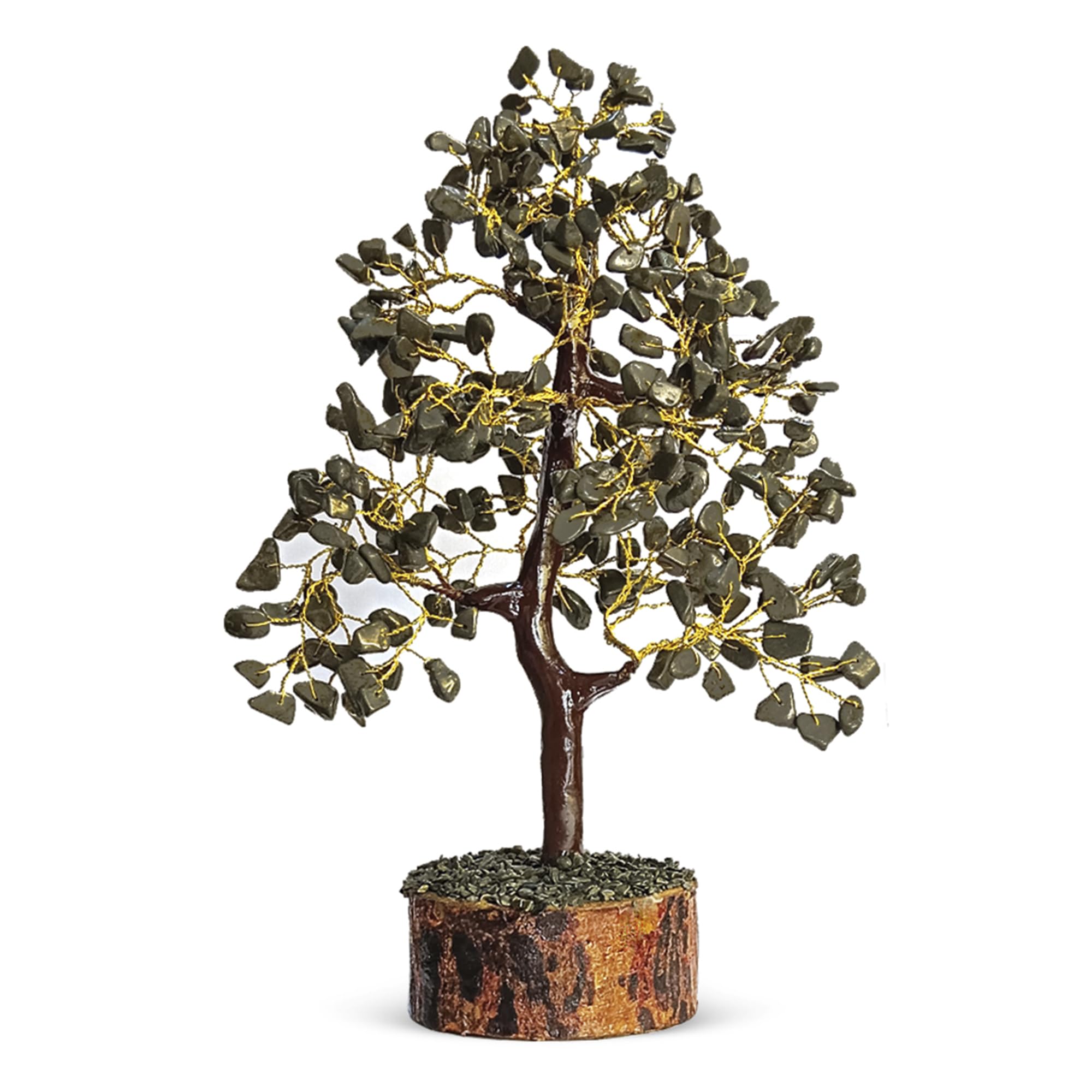 SOLAVA Pyrite Crystal Tree for Money - Money Stone Tree for Wealth, Confidence, Vastu Correction, Positive Energy, Reiki Healing and Good Luck- 300 Beads- 10-12 Inches