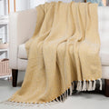 HOMADORN All Season Cotton Weaved Throw Blanket for Bed/Sofa 50x70 INCHES (Yellow) Kafalo
