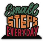 Artvibes Wooden Idols and Figurine Small Steps Everyday Quotes Table Decor for Office Desk Alphabet Showpiece | Home Decoration | Living Room | Modern Gifting Item (Sp_1162)