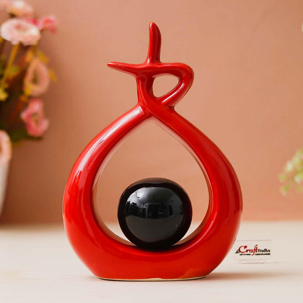 eCraftIndia Creative Modern Spiral Decorative Statue Showpiece (Black Red) | Home Decoration Items for Living Room Bedroom Hall Office Table| Home Decor Gifts for Birthday Housewarming New Year