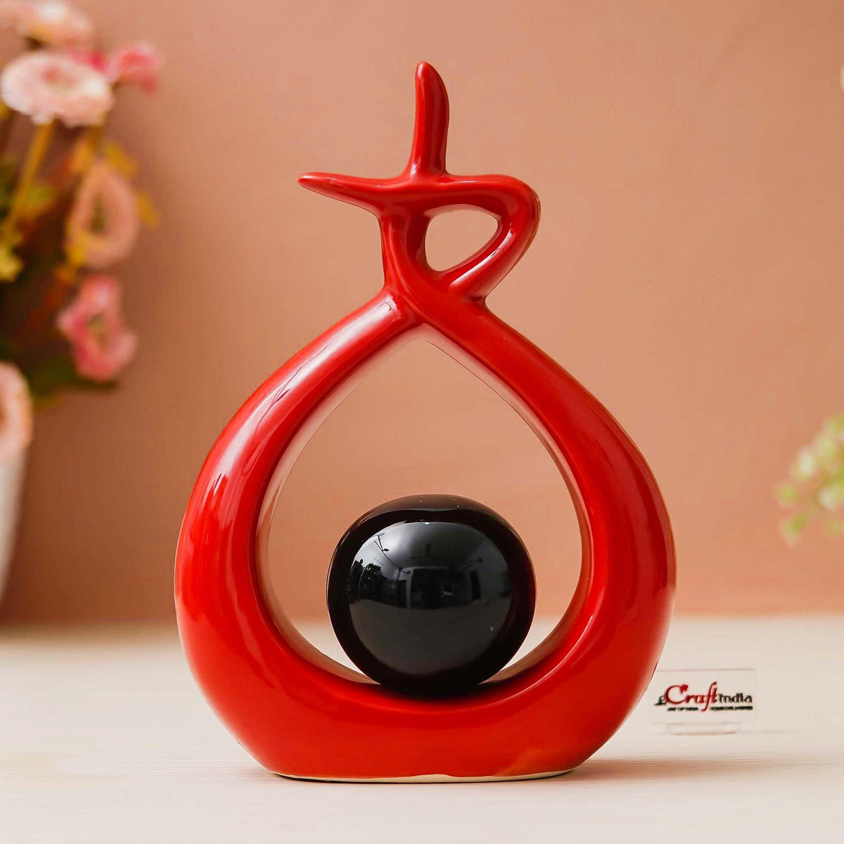 eCraftIndia Creative Modern Spiral Decorative Statue Showpiece (Black Red) | Home Decoration Items for Living Room Bedroom Hall Office Table| Home Decor Gifts for Birthday Housewarming New Year