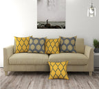 Trance Home Linen 100% Cotton Cushion Covers Only for Sofa & Diwan, Throw Pillow (16X16 in, 40Cmx40Cm, Dori & Damask Mustard Yellow) Set of 5