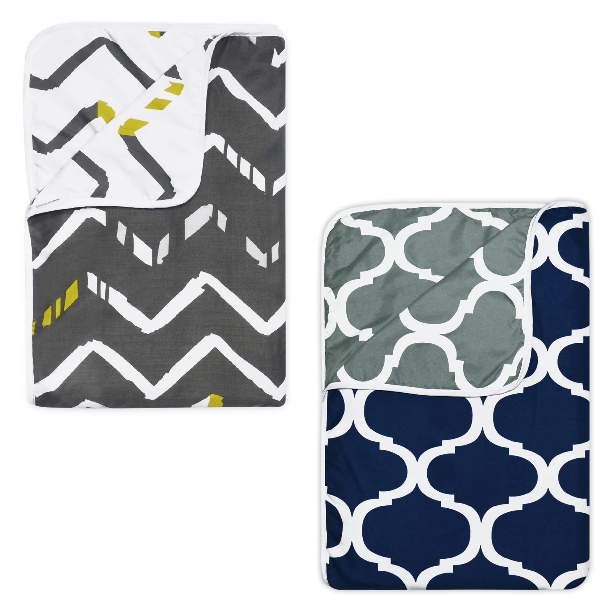 Divine Casa Polyester All-Weather 120 GSM Printed Lightweight Reversible Design Set of 2 Single Bed AC Dohar Blanket - Grey and Blue Kafalo