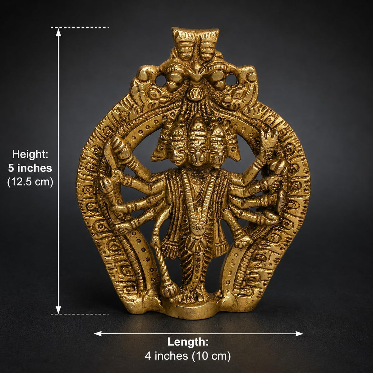 ARTSARA Pure Brass Panchmukhi Hanuman Bajrangbali Wall Hanging for Door Entrance Vastu Remedy Home Temple Office Wall Décor 5 Inch