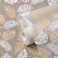 Star Weaves (50 cm x 5 Meter) Anti Slip Drawer Mats for Kitchen Shelf Liners for Kitchen Shelves, Sheet for Fridge, Kitchens, Cabinet, Cupboard, Drawers, Wardrobe (Beige & White Leafs) Kafalo