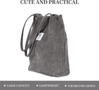 Street27 Womens Korean Canvas Corduroy Tote Bag Casual Work Shoulder Handbags|Multi-Purpose Bag |Sturdy Canvas Bag With Large Capacity|Shopping Bag For Office,College & Daily Use (Dark Grey)