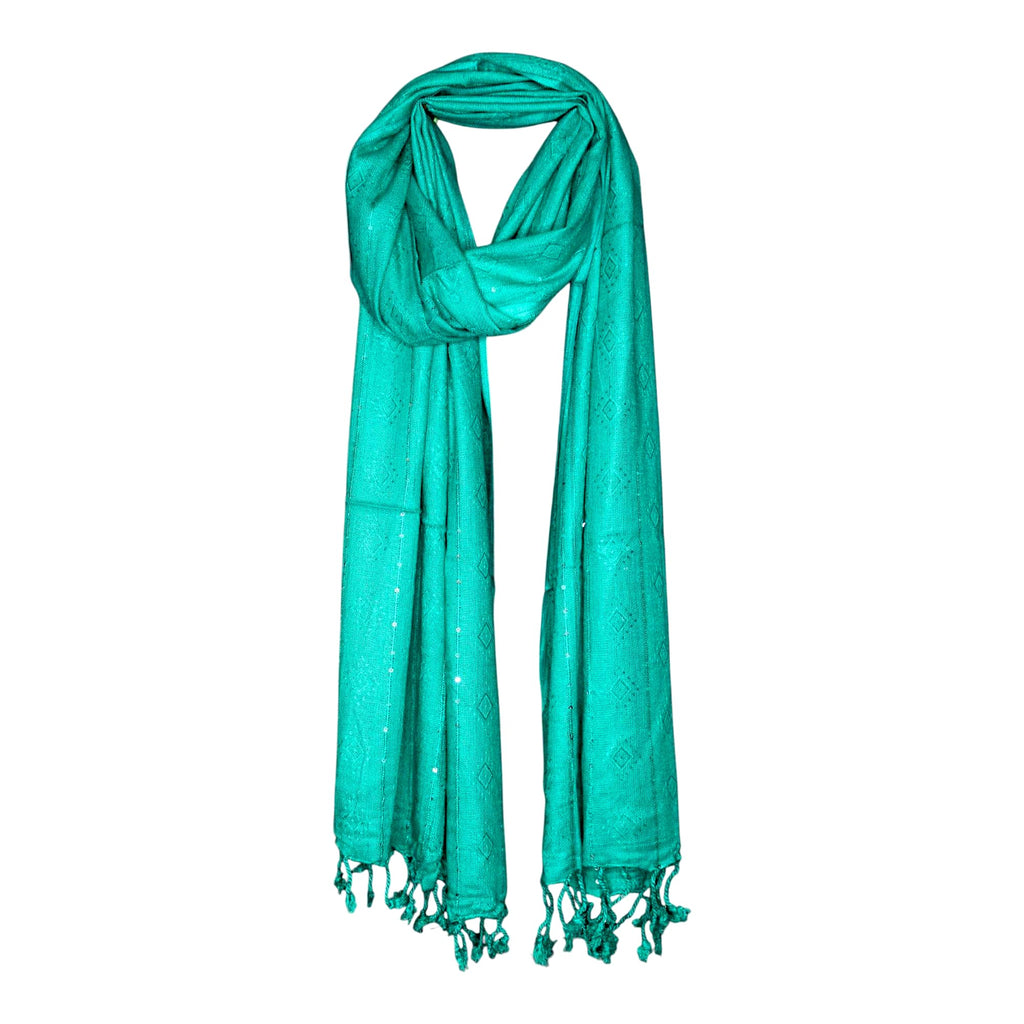 STOLE STUDIO Elegant Luxurious Sequence Viscose Stole Scarf (Rama Green)