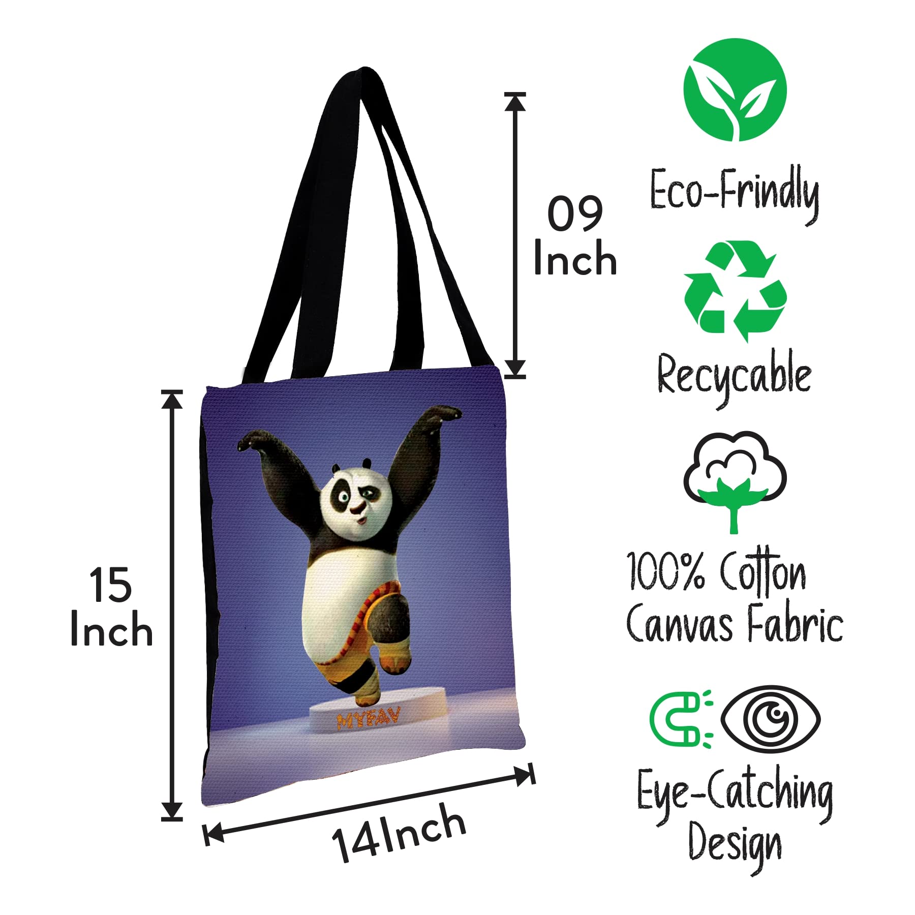 MY FAV Cotton Printed Canvas Tote Bag, for Travel,Yoga, Gym, Sports | Designer Shopping Bag | Compact, Lightweight and Eco-friendly - Capacity15kgs (6 Month Warrenty)