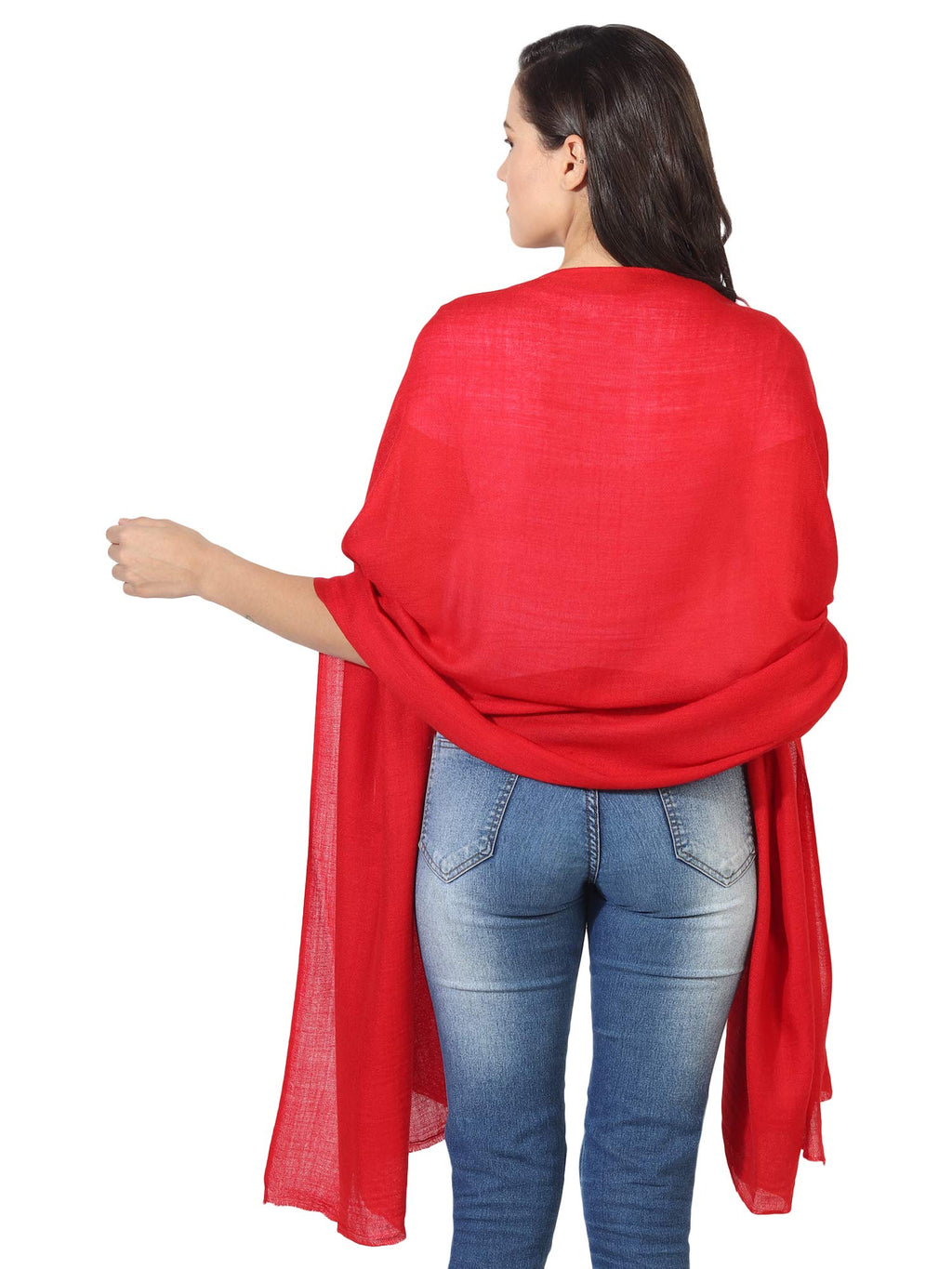 MUFFLY Fine Blended Ultra Soft & Warm Wool Silk Unisex Pashmina Shawl, Stole & Wrap with Hanger (Red)